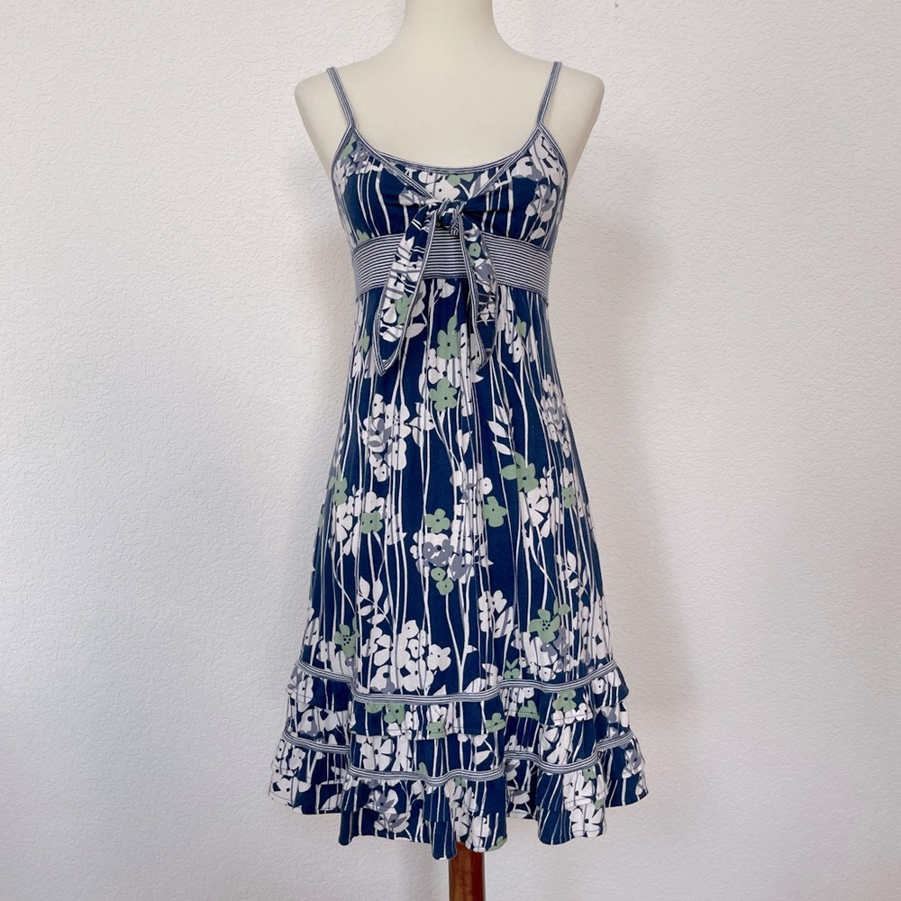 Abercrombie navy floral tie front ruffle dress
